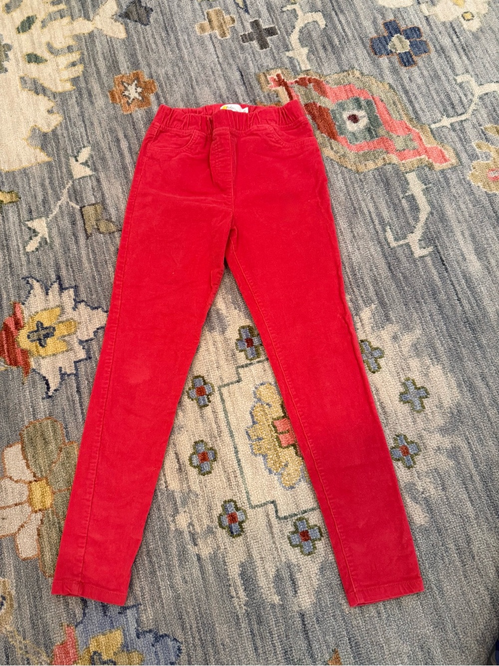 Boden Corduroy Jeggings Pants size 10 Y Red Skinny Elastic Waist Pull On Girls